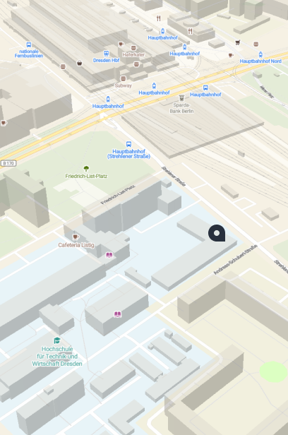 Karte des Standortes der HTW Dresden.